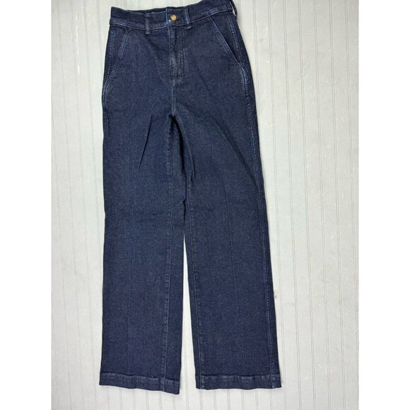 J Crew Size 24 Womens Trouser Jeans Wide Leg High Rise Stretch Dark Wash - Picture 1 of 4